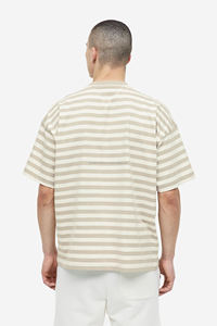 T-shirt en coton lourd pour hommes Super lourd 300gsm épais surdimensionné T-shirt à épaules tombantes T-shirt à col rond Boxy Fit - Product Image 3