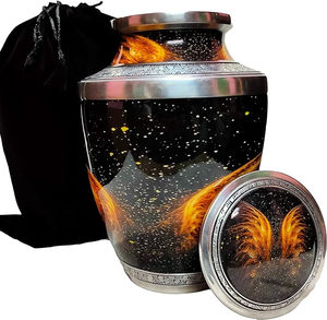 Vente en gros Urnes funéraires en aluminium avec rayure en étain Urnes funéraires de belle couleur marron pour humains - Product Image 4