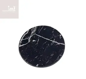 Ensemble de dessous de verre en marbre noir rond à la demande résistant à la chaleur et pour villa de bureau à domicile utilisation intérieure forme de pierre de grande dalle - Product Image 5