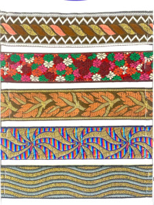 Garniture de satin de ruban de jacquard de fil métallique de vêtements de l'Inde de couleur d'or clair pour des vêtements et des décorations d'arbre de Noël - Product Image 3