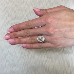 Bague de fiançailles pour femme en diamant blanc ovale de 3,50 carats certifié IGI, cultivé en laboratoire, avec halo double bordure, F-E-VS/VVS, nouvelle collection - Product Image 5