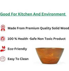 Bol de service en bois à salade rustique pour cuisine de ferme et salle à manger de style campagnard bol de fruits en bois avec cuillère - Product Image 3