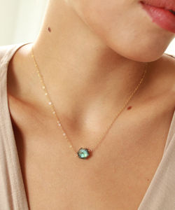 Ohemian-Cadena de alambre de piedras preciosas hexagonales para mujer, collares de plata de ley 925 chapados en oro, colgantes hechos a mano - Product Image 6