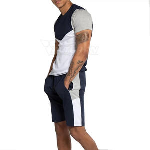 Ensembles de chemises et de shorts d'été pour hommes les plus vendus avec logo personnalisé et motif uni respirant tenue deux pièces de style décontracté - Product Image 1