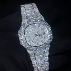 Reloj de Acero Inoxidable con Incrustaciones de Moissanite VVS1, Joyería de Lujo para Hombre, Venta Directa de Fábrica - Product Image 5