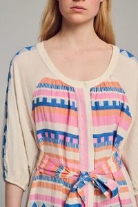 Nouvelle collection de vêtements pour femmes à manches courtes caftan robe longue belle couleur v-tissage texturé événements en plein air robe pour l'été - Product Image 5