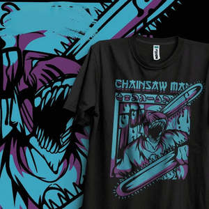 T-shirt promotionnel Anime Chainsawman en noir - Product Image 3
