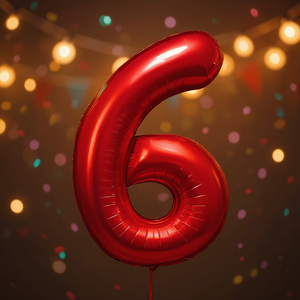 Palloncino Foil Numero 6 Rosso 80cm per Feste, Riempibile con Elio, Decorazione per Feste - Product Image 3