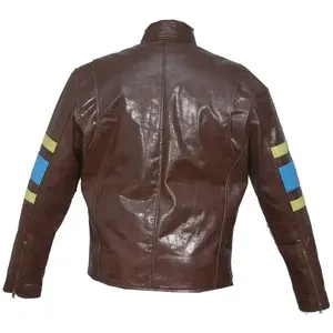 Chaqueta de Motociclista Wolverine de Cuero Marrón para Hombre, Manga Larga, con Forro de Viscosa Suave para Todas las Temporadas - Product Image 3