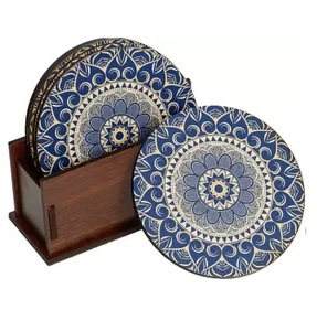 High Quality Coaster Stocked Home <b>Bar</b> Decoration Wood Square Leaf <b>Mats</b> & Pads Modern Green Silver Gold Accessories - Product Image 4