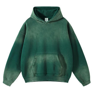 Sudadera con capucha de gran tamaño de algodón 2025 de alta calidad para hombre 100%, ropa de calle Nueva, técnica bordada con hombros caídos y lavado ácido - Product Image 2