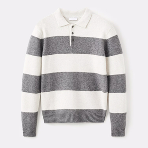 Trendy Fashion Sweaters Long Sleeve Button Sweater Long Collar Customized Sweaters High Quality Sweaters Turn Down Collar - Product Image 1