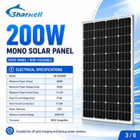 Panneau solaire monocristallin haute efficacité SHARXELL 200W, fabricant de modules OEM pour système solaire domestique
