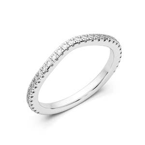 Anillo de boda curvo con diamantes de corte redondo para mujer - Product Image 1