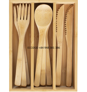 ชุดมีดไม้ไผ่ธรรมชาติ100% พกพาได้ในกล่อง/ชุดมีดไม้ไผ่ประกอบด้วยมีดช้อนส้อมตะเกียบและหลอด - Product Image 3