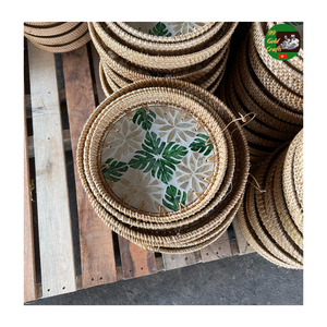 ถาดเสิร์ฟโมเสคหวายธรรมชาติ ผสมมุก งานแฮนด์เมด สำหรับตกแต่งภายใน ถาดหวายโมเสคแบบเลื่อน - Product Image 1