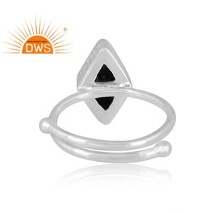 Vente chaude Fine Sterling Silver Flocon De Neige Naturel Obsidienne Gemme Anneau Empilable Bijoux Personnalisés Pour Les Femmes Cadeau Pour Elle - Product Image 4