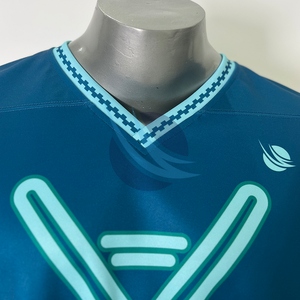 ชุดฮอกกี้น้ำแข็งแบบกำหนดเองได้ ขายส่ง เสื้อฮอกกี้น้ำแข็งแบบซับลิเมชั่น แห้งเร็ว แขนยาว คอวี ชุดกีฬา - Product Image 5