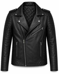 Chaqueta de Motociclista para Hombre, de Cuero Genuino, Acolchada, Estilo Urbano, con Cierre, para Invierno - Product Image 1