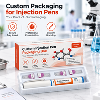 Boîte d'emballage personnalisée pour stylo injecteur avec insert en plastique et fenêtre transparente, boîte imprimée pour stylo pharmaceutique, emballage OEM