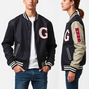 Veste de baseball universitaire : corps en laine, manches en cuir, logo personnalisé, qualité supérieure, nouveau style, matelassage épais et chaud - Product Image 1