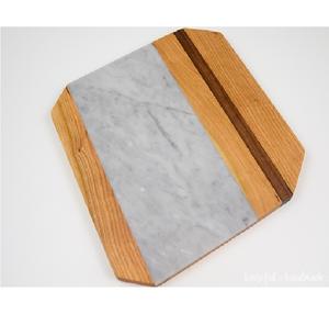 Planche à découper ronde en bois/marbre avec manche durable en marbre noir Plusieurs options de forme disponibles à un prix abordable - Product Image 3