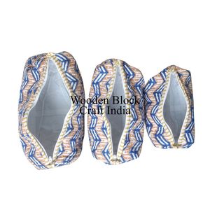 Tassel Pattern <b>Quilted</b> Eco-Friendly Cotton Fabric Zipper Small Capacity 3-Piece Bohemian Style Cosmetic Organizer <b>Makeup</b> <b>Bag</b> - Product Image 4