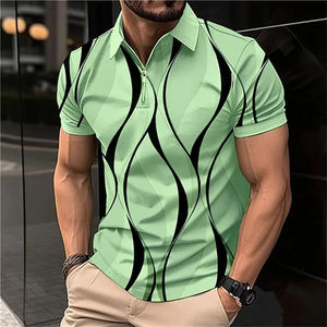 Polo para Hombre de 220g, Mezcla de Poliéster/Algodón, Tinte Liso, Ligero, Transpirable, Talla Grande, Corte Holgado, Diseño Sólido con Logotipo, Gran Venta - Product Image 1