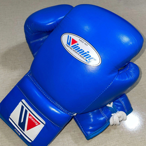 Gants de boxe bleus RTS Winning, qualité supérieure, cuir véritable, fabrication sur mesure, SI-BG-113 - Product Image 1