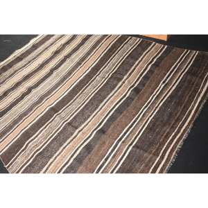 Handmade Traditional Brown Beige Wool <b>Rug</b> 6.8 X 8.9ft Patchwork Rectangle Design for Living <b>Bedroom</b> Hallway Latex Turkish Style - Product Image 4