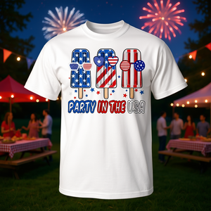 T-shirt Party In The Usa Popsicle, 4 juillet, design drapeau américain, pour hommes, femmes et enfants - Product Image 3