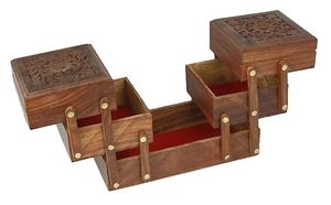Caja de Joyería Rectangular de Madera Pintada a Mano, Duradera, Hecha en India, para Guardar Dulces, Regalo, Diwali, Boda, Henna, Haldi, Mehndi - Product Image 4