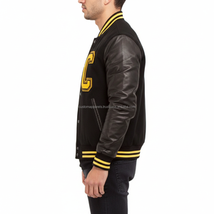 custom premium wool varsity <b>jacket</b> for <b>men</b> windproof stand collar personalized embroidered letterman <b>jacket</b> - Product Image 3