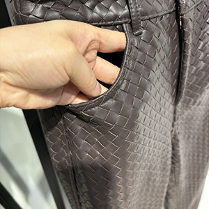Top Quality High Waist Wide Leg PU Leather Pants Solid Color Flat Front Button Fly Casual Style Full Length Autumn Wear - Product Image 4