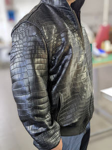 Black Genuine <b>Leather</b> Canvas Winter Moto Biker <b>Bomber</b> Jacket <b>Men</b> Waterproof Windproof Breathable Stand Collar Hooded - Product Image 4