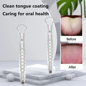 เครื่องมือขูดลิ้นแบบสองชั้นทำจากสแตนเลสอุปกรณ์ทำความสะอาดลิ้นที่ถูกสุขอนามัยในช่องปากรูปแบบใหม่ - Product Image 3