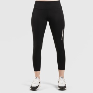Leggings chauds noirs Oxy Sport & Casual, effet ventre plat, extensibles, en tricot de Spandex et Nylon, avec logo à motifs sur la taille, pour la gym - Product Image 3
