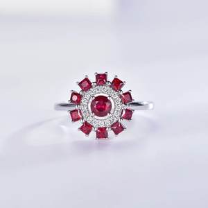 Anillo fino de Plata de Ley 925 hecho a mano con cristal de rubí lleno de laboratorio creado diamante diseño elegante boda cumpleaños compromiso - Product Image 1