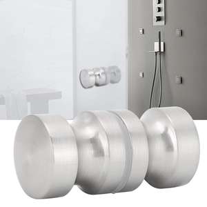 Kenop Pintu Kamar Mandi Baja Anti Karat, Tarikan Silinder Berdampingan untuk Kaca Lubang 12mm - Product Image 1