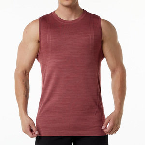 Camiseta sin mangas de cuello redondo transpirable ecológica de alta calidad personalizada para hombre con función de secado rápido ajuste suelto para Yoga - Product Image 4