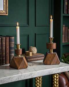Nordic Minimalist Light Wood Taper <b>Candle</b> Holder <b>Set</b> Modern Handcrafted Beech Candlestick Table Centerpiece Wedding Home Accents - Product Image 4