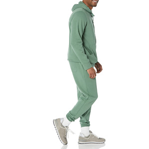 Sweatshirts à capuche slim vert sauge avec logo imprimé personnalisé Full Zip Sports Plain Broderie Basics Coton mélangé Sweats à capuche et sweatshirts pour hommes - Product Image 4