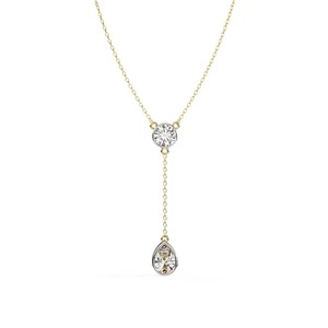 Ethereal Pear Cut Diamond Teardrop Y Drop <b>Pendant</b> 1.14 Ct F VS Lab Grown Diamond In 14K <b>Solid</b> <b>Gold</b> Festive Gifting Occasion - Product Image 1