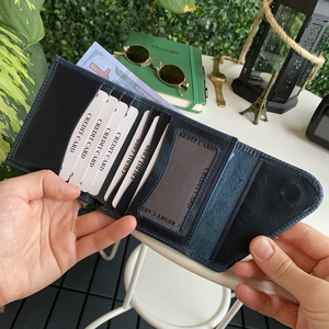 <span class=keywords><strong>Portafoglio</strong></span> da <span class=keywords><strong>uomo</strong></span> in vera pelle naturale <span class=keywords><strong>blu</strong></span> Navy, realizzato a mano di alto livello - Product Image 4