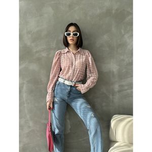 Blusa Elegante de Tul Rosa Polvo para Mujer, Mezcla de Algodón y Poliéster, para Venta al Por Mayor - Elegante y Transpirable - Product Image 2