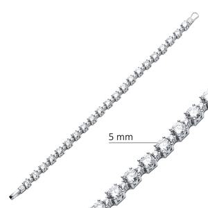 Pulsera de tenis de plata con piedra CZ 925 de diseño redondo de alta calidad, joyería fina al por mayor turca para mujer - Product Image 2
