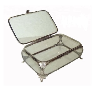 กล่องเครื่องประดับกระจกสี่เหลี่ยมคุณภาพสูงทำด้วยมือคุณภาพสูงกล่องโลหะแนววินเทจแฟนซีพร้อมโต๊ะขายส่ง - Product Image 2