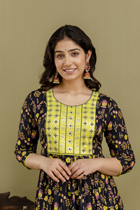 Premium Quality Short Gown With Sequence Embroidery Work on Neck Cotton Fabric Handloom Indian Manufacturer - Product Image 5