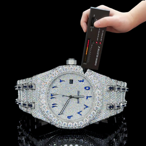 นาฬิกาเพชรอัญมณีสีดำแบบกำหนดเองหรูหราแบรนด์ชั้นนำนาฬิกาเพชร VVS Moissanite นาฬิกากลไกอัตโนมัติสำหรับผู้ชายสีทอง10kt - Product Image 4