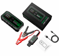 Démarreur portable à charge rapide 12V 2000A, batterie externe 20000mAh 74Wh, écran LCD, 3 modes, lampe torche, câbles de démarrage